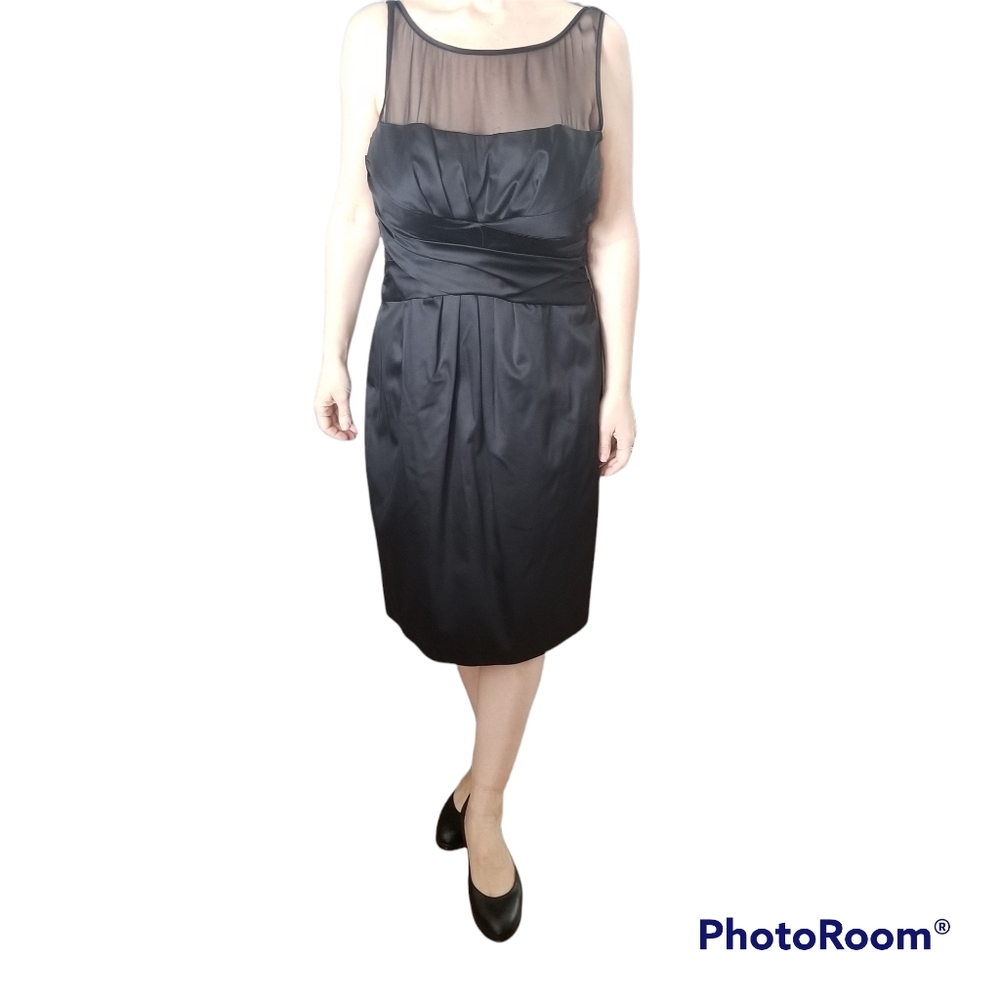 (12) Jones New York Elegant Black Tie Occasion Dress Mesh Accent Fitted Formal
